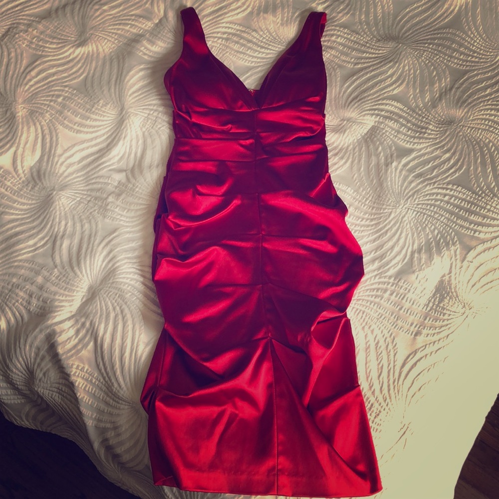 Red evening cocktail dress
